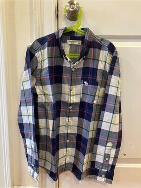 abercrombie kids Navy, White & Red Plaid Button-Up Shirt